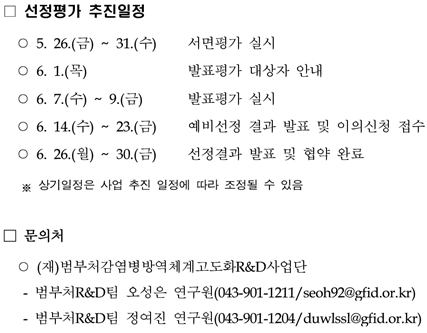 2023년도 범부처감염병방역체계고도화R&D사업 신규지원 대상과제 경쟁률 및 선정평가 추진일정 안내_2.png